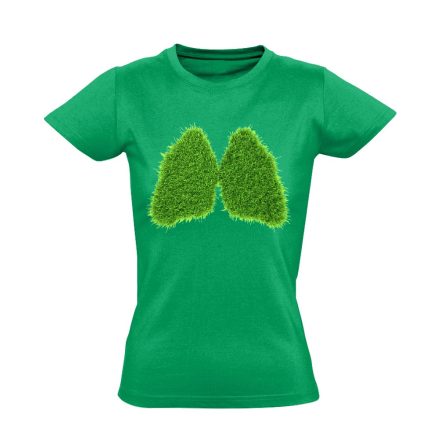 PázsiTüdő pulmonológiai női póló (zöld)
