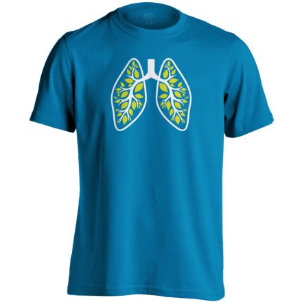 A Légzés Természete pulmonológiai férfi póló (zafírkék)