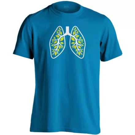 A Légzés Természete pulmonológiai férfi póló (zafírkék)