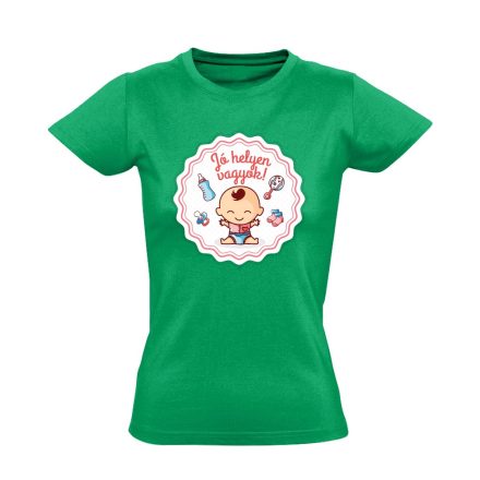 JóHelyen szülészeti női póló (zöld)