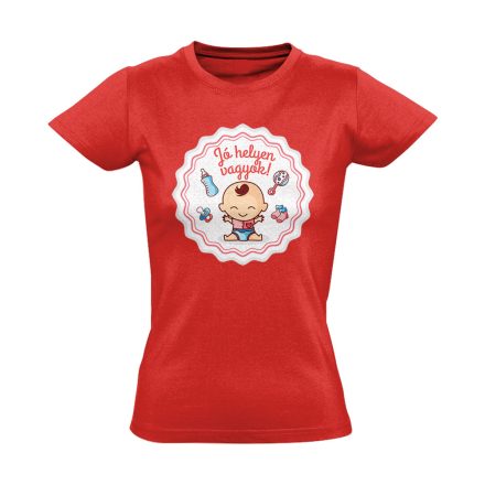 JóHelyen szülészeti női póló (piros)
