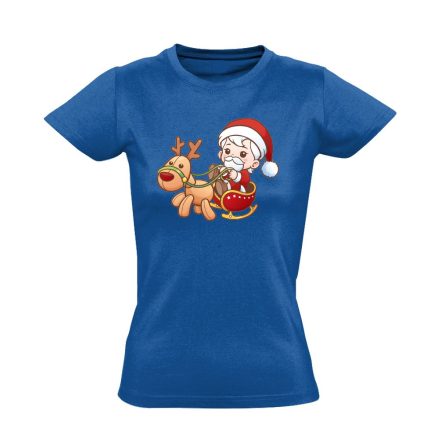 Babulás karácsonyi női póló (kék)