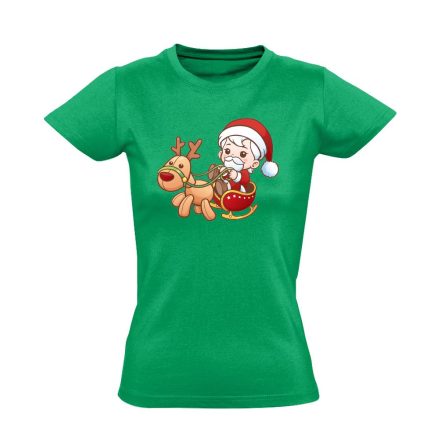Babulás karácsonyi női póló (zöld)