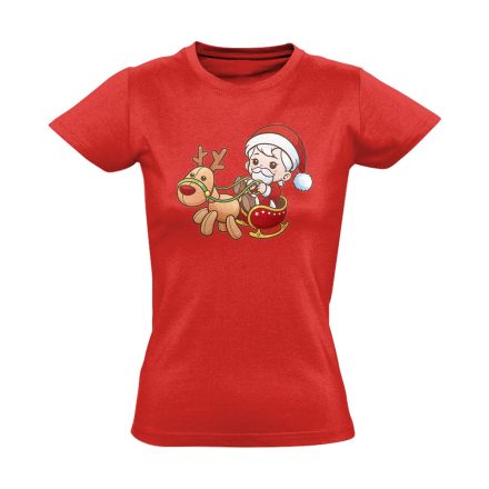 Babulás karácsonyi női póló (piros)