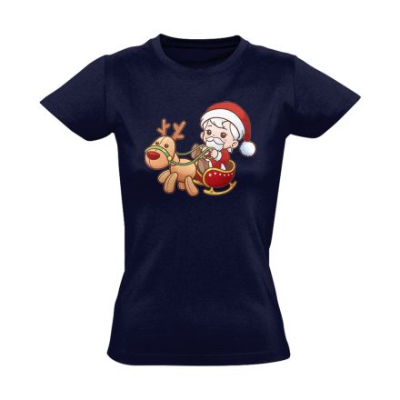 Babulás karácsonyi női póló (tengerészkék)