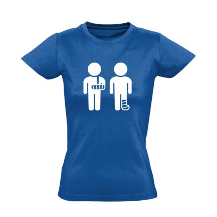 Kéz és Lábtörést! traumatológiai női póló (kék)