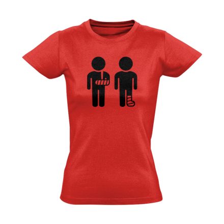 Kéz és Lábtörést! traumatológiai női póló (piros)