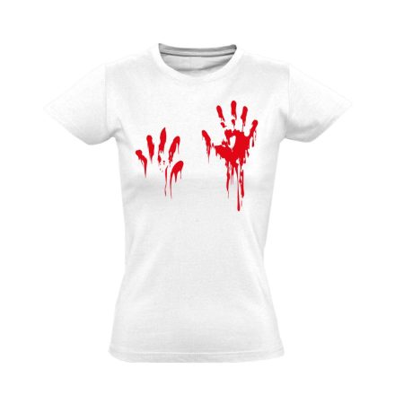 Piros pacsi traumatológiai női póló (fehér)