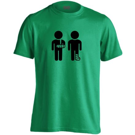 Kéz és Lábtörést! traumatológiai férfi póló (zöld)