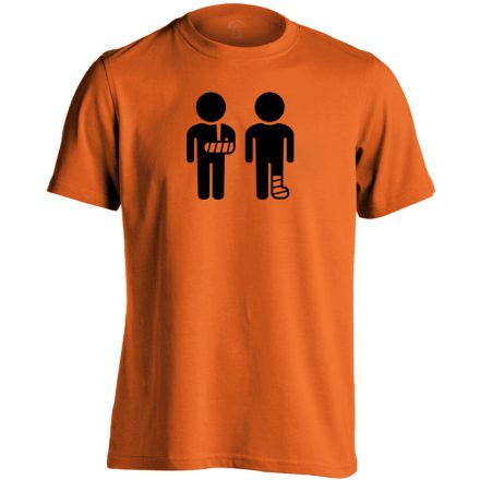 Kéz és Lábtörést! traumatológiai férfi póló (narancssárga)