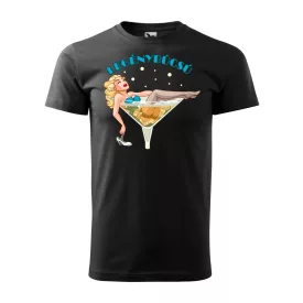 Martinis fürdőzés legénybúcsús férfi póló (fekete)