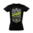 Novemberi Legenda szülinapos női póló (fekete)