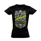 Januári Legenda szülinapos női póló (fekete)