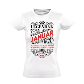 Januári Legenda szülinapos női póló (fehér)