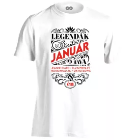 Januári Legenda szülinapos férfi póló (fehér)