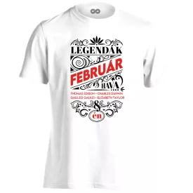 Februári Legenda szülinapos férfi póló (fehér)