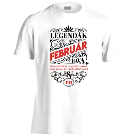  Februári Legenda szülinapos férfi póló (fehér) akciós póló - L