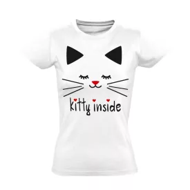 Portré "kitty" macskás női póló (fehér)