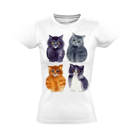 Cuki "csapat" macskás női póló (fehér)
