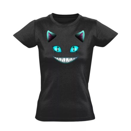 Portré "vigyor" macskás női póló (fekete) akciós póló - M