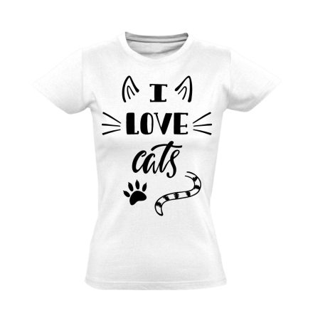 Cuki "lovecats" macskás női póló (fehér)
