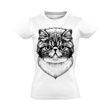 Portré "bundabébi" macskás női póló (fehér)
