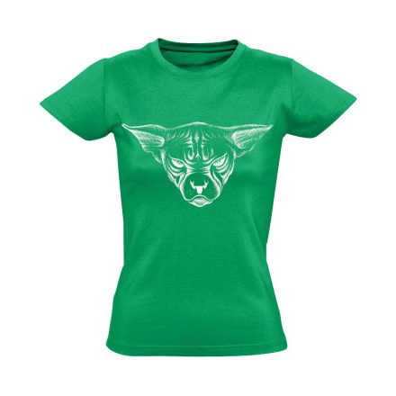 Portré "Szfinx" macskás női póló (zöld)