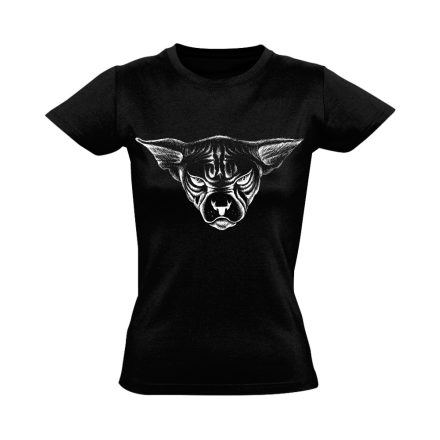 Portré "Szfinx" macskás női póló (fekete)
