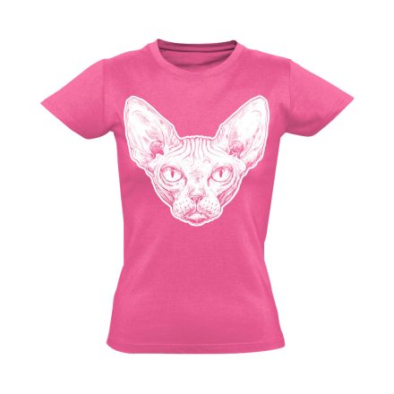 Portré "ráncos" macskás női póló (rózsaszín)