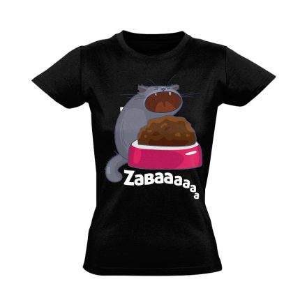 Portré "zaba" macskás női póló (fekete)