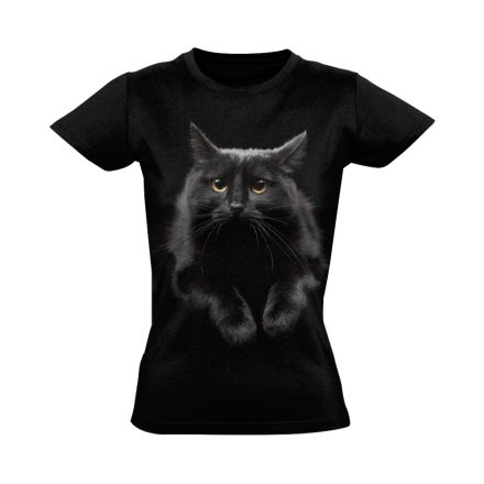 Portré "koromfekete" macskás női póló (fekete)