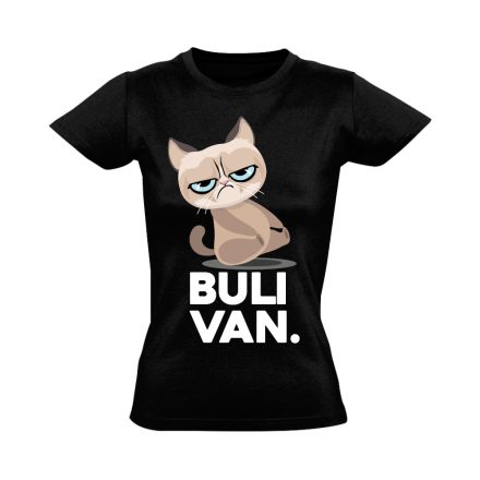 BuliVan macskás női póló (fekete)