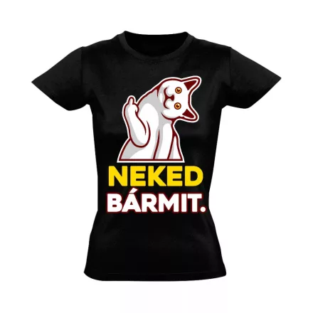 NekedBármit macskás női póló (fekete) akciós póló - XL