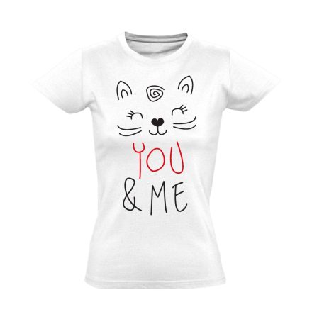 Felirat "te és én" macskás női póló (fehér)