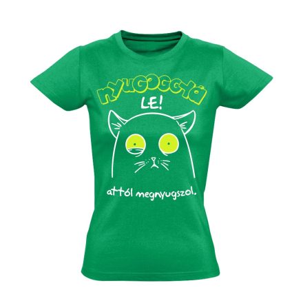 Nyugoggyá le macskás női póló (zöld)