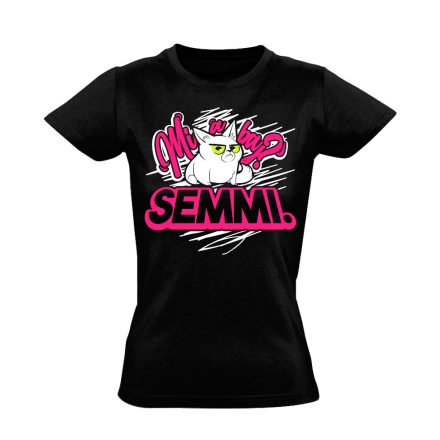 BajAzSemmi macskás női póló (fekete)