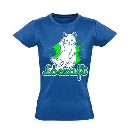 Véleményem macskás női póló (kék)