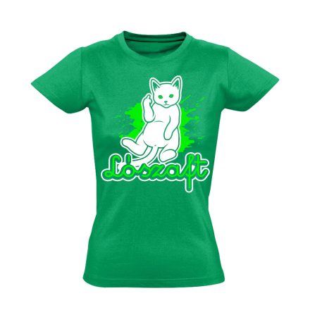 Véleményem macskás női póló (zöld)