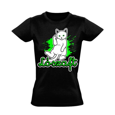 Véleményem macskás női póló (fekete)