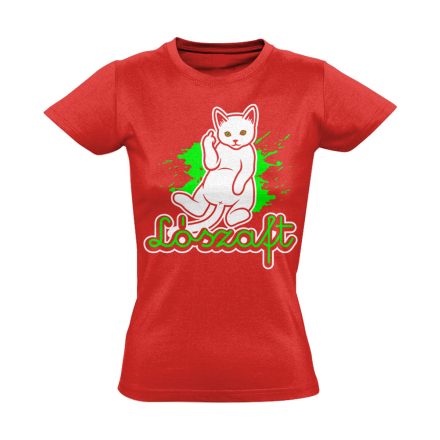 Véleményem macskás női póló (piros)