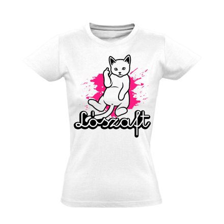Véleményem macskás női póló (fehér)