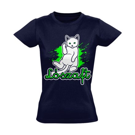 Véleményem macskás női póló (tengerészkék)