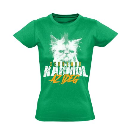 IdegKaparás macskás női póló (zöld)