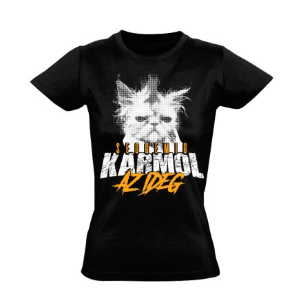 IdegKaparás macskás női póló (fekete)