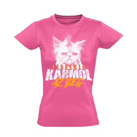IdegKaparás macskás női póló (rózsaszín)