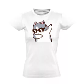 Dab macskosz macskás női póló (fehér)