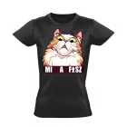 Minyau macskás női póló (fekete)