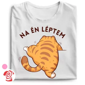 Én léptem macskás női póló (fehér)
