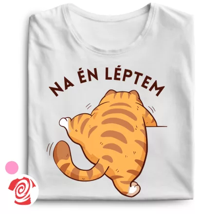 Én léptem macskás női póló (fehér)