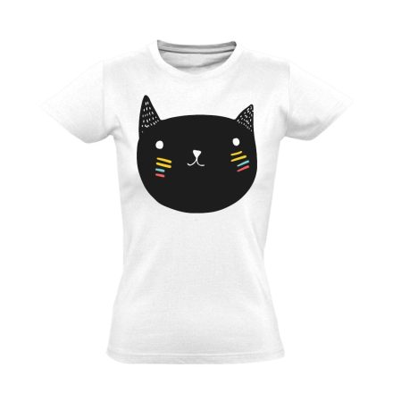 Cuki "negró" macskás női póló (fehér)